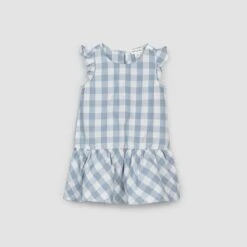 Miles Robe Bleu Gingham -Fillettes Et Fiston miles robe bleu gingham 2