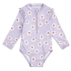 Petit Lem Maillot Une Pièce Marguerites Mauve Bébé
