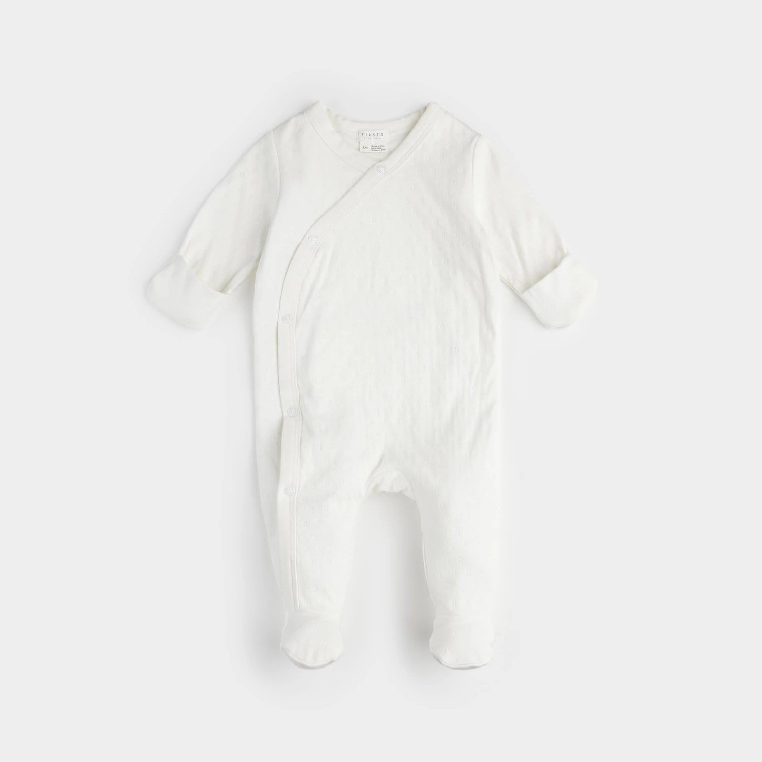 Petit Lem Pyjama Une Pièce En Pointelle Blanc 3 Petit Lem Pyjama Une Pièce En Pointelle Blanc